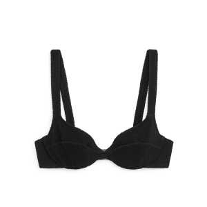 Arket Crinkle-Bikini-Oberteil mit Bügeln Schwarz in Größe 36. Farbe: Black