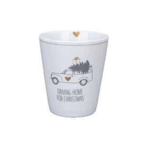 Becher Happy Mug Driving Home for Christmas, Ø8,7 x H10cm, weiss