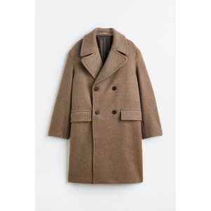 H&M Zweireihiger Mantel aus Wollmix Dunkelbeigemeliert, Mäntel in Größe XL. Farbe: Dark beige marl