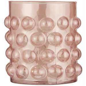 Kerzenhalter aus Glas mit Noppen, H: 10 cm, Ø: 10 cm, hellrosa