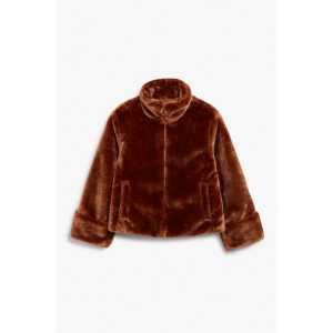 Monki Braune Faux-Fur-Jacke mit Stehkragen Braun, Jacken in Größe XS. Farbe: Brown