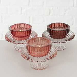 Teelichthalter Phyllis 3er Set, Ø 8 cm, H 6 cm, rosa