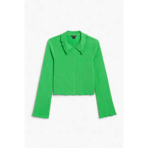 Monki Geknöpftes grünes Hemd mit Kragen gekräuseltem Bund Grün, Freizeithemden in Größe M. Farbe: Green