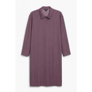 Monki Langes violettes Polohemd-Kleid Dunkellila, Alltagskleider in Größe XXL. Farbe: Dark purple