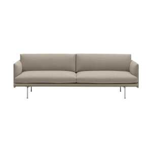 Muuto Outline Sofa 3-Sitzer Stoff Ecriture 240-Polished Aluminum