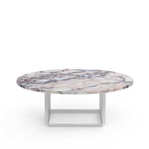 New Works Florence Beistelltisch white viola marble, ø90cm, weißes Stativ