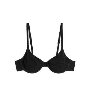 Arket Crinkle-Bikini-Oberteil mit Bügeln Schwarz in Größe 75A. Farbe: Black