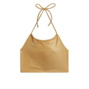 Arket Neckholder-Bikini-Top Gold, Bikini-Oberteil in Größe 40
