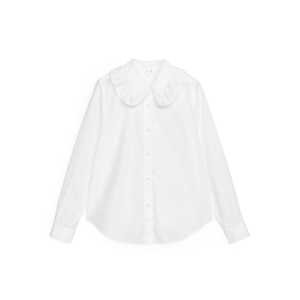 Arket Popeline-Hemd mit Rüschenkragen Weiß, Freizeithemden in Größe 34. Farbe: White