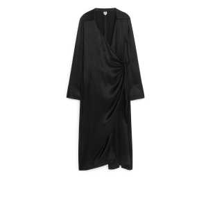 Arket Wrap Dress Black, Party kleider in Größe 36