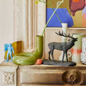 HKliving - Objects Twisted Vase, H 16 cm, matt olive green