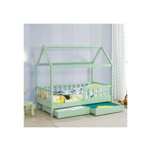 Juskys Kinderbett Marli, inkl. Lattenrost, mit Rausfallschutz, 2 große Bettkästen