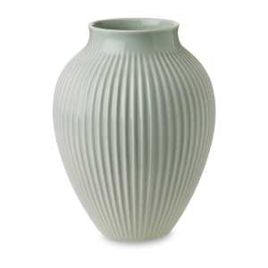 Knabstrup Keramik Knabstrup Vase geriffelt 27cm Minzgrün