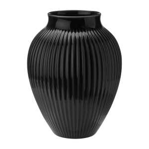 Knabstrup Keramik Knabstrup Vase geriffelt 27cm Schwarz