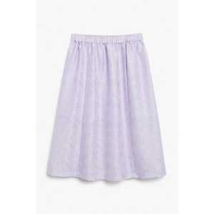 Monki Lila geblümter Midirock aus Jacquard, Röcke in Größe XL. Farbe: Jacquard purple midi skirt