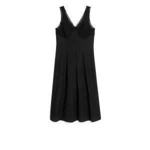 Arket Kleid mit Häkelverzierungen Schwarz, Alltagskleider in Größe 44. Farbe: Black