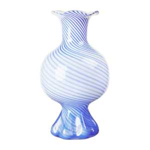 Broste Copenhagen Mella Vase 30cm Intense blue-off white