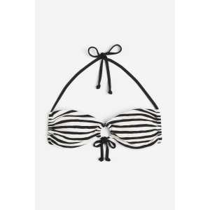H&M Wattiertes Bikinitop Weiß/Schwarz gestreift, Bikini-Oberteil in Größe 36. Farbe: White/black striped