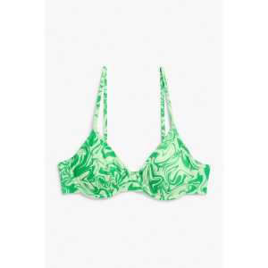 Monki Bikini-BH mit Bügeln und grünen Wirbeln Grünes Wirbelmuster, Bikini-Oberteil in Größe 80B. Farbe: Green swirls