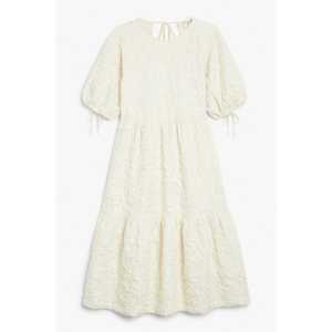 Monki Strukturiertes Kleid mit Rüschen Cremeweiß, Party kleider in Größe XXL. Farbe: Off-white