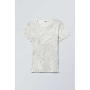 Weekday Bedrucktes T-Shirt Ready Weiße bedruckte Spitze in Größe M. Farbe: White printed lace