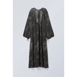 Weekday Oversized-Kleid Maeve Schwarze bedruckte Spitze, Alltagskleider in Größe XS. Farbe: Black printed lace
