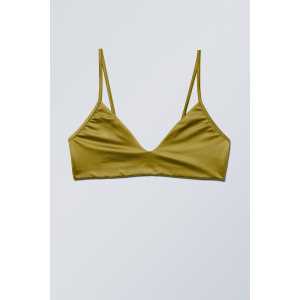 Weekday Triangel-Bikinioberteil Shine Khakigrün, Bikini-Oberteil in Größe XS. Farbe: Khaki green
