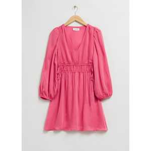 & Other Stories Kleid mit V-Ausschnitt und Kordelzug Rosa, Alltagskleider in Größe 40. Farbe: Pink