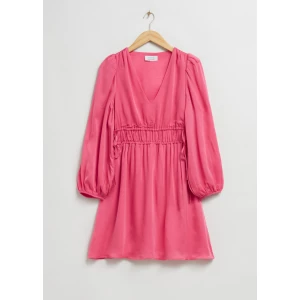 & Other Stories Kleid mit V-Ausschnitt und Kordelzug Rosa, Alltagskleider in Größe 40. Farbe: Pink