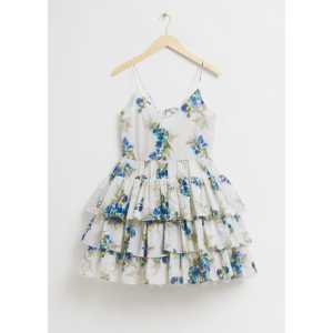 & Other Stories Mehrlagiges Kleid aus Seidenmischung mit Trägern Weiß/Blumendruck, Party kleider in Größe 38. Farbe: White floral print