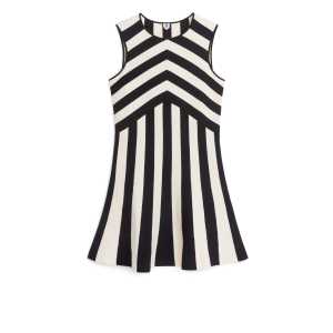 Arket Ärmelloses Jersey-Kleid Schwarz/Cremeweiß, Alltagskleider in Größe XS. Farbe: Black/off white
