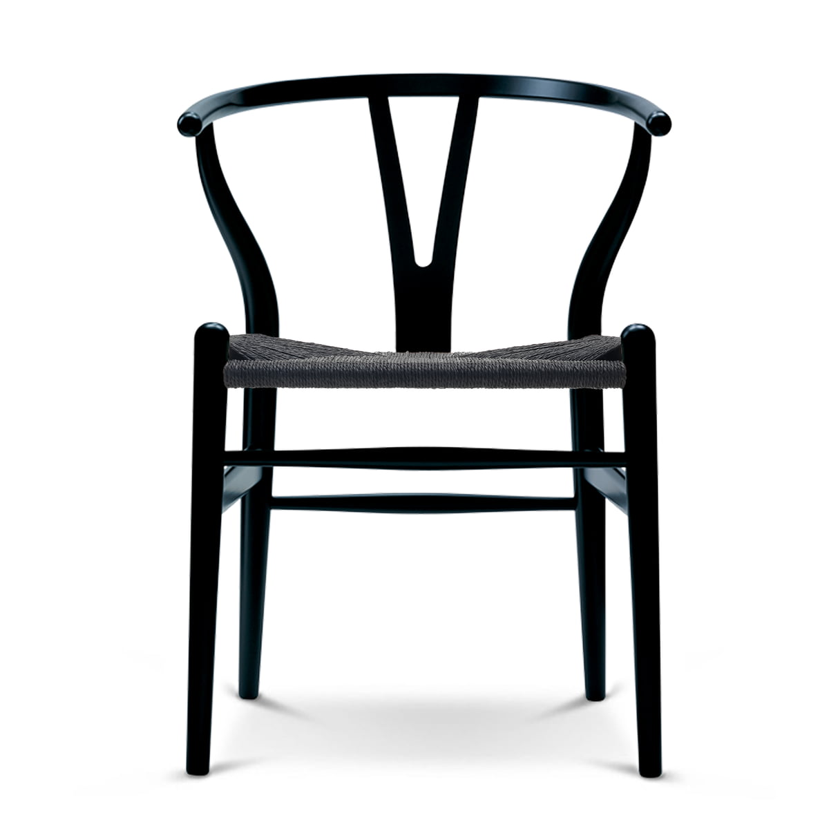 Carl Hansen - CH24 Wishbone Chair, Buche schwarz / schwarzes Geflecht