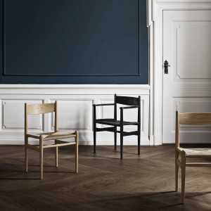 Carl Hansen - CH36 Chair, Buche soft blau lackiert / Naturgeflecht