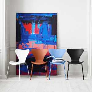 Fritz Hansen - Serie 7 Stuhl, Monochrom Esche weiß lackiert, 46.5 cm