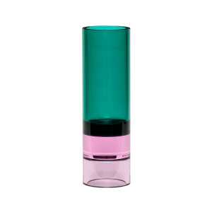 Hübsch Interior - Kristall Teelichthalter / Vase, grün / pink