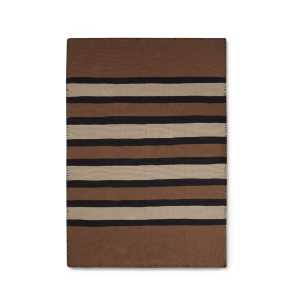 Lexington Striped Knitted Cotton Wolldecke 130x170cm Brown-beige-dark gray