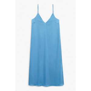 Monki Langes blaues Slip-Kleid Blau, Alltagskleider in Größe 48. Farbe: Blue