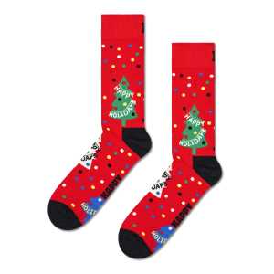 Rote Happy Holidays Crew Socken