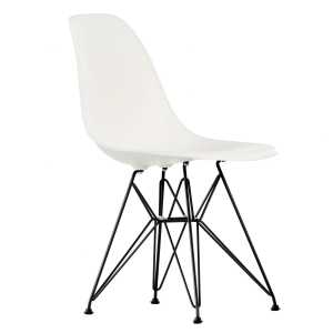 Vitra - Eames Plastic Side Chair DSR, basic dark / weiß (Kunststoffgleiter basic dark)