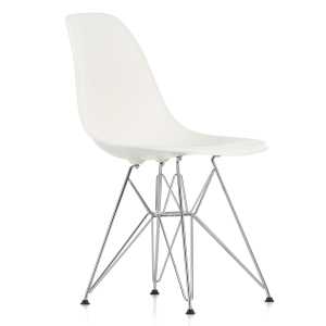 Vitra - Eames Plastic Side Chair DSR, verchromt / weiß (Filzgleiter basic dark)