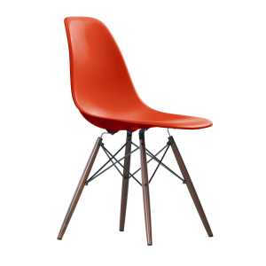Vitra - Eames Plastic Side Chair DSW, Ahorn dunkel / poppy red (Filzgleiter basic dark)