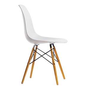 Vitra - Eames Plastic Side Chair DSW, Ahorn gelblich / weiß (Filzgleiter weiß)