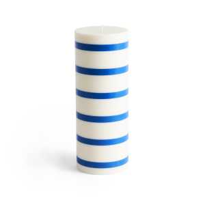 HAY Column Candle Blockkerze large 25cm Off white-blue