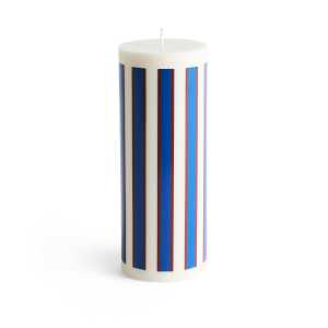 HAY Column Candle Blockkerze large 25cm Off white-brown-blue