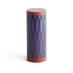 HAY Column Candle Blockkerze medium 20cm Brown-blue
