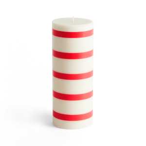 HAY Column Candle Blockkerze medium 20cm Off white-red