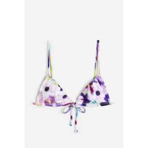 H&M Triangel-Bikinitop Lila/Geblümt, Bikini-Oberteil in Größe 44. Farbe: Purple/floral