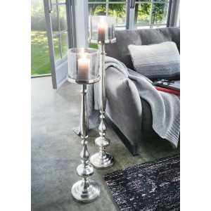 Kerzenständer Aluminium mit Antik-Glas, Ø 17 cm, 108 cm hoch