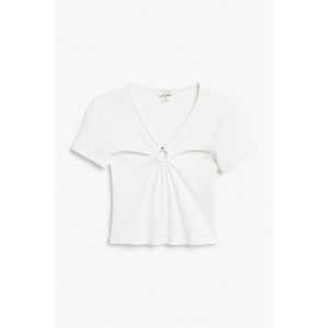 Monki Weißes Crop-Top mit Cutout- und Ringdetail Reinweiß, T-Shirt in Größe M. Farbe: White light