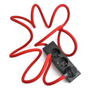 NUD Collection - Extension Cord 3fach-Steckdose, Rococco Red (TT-33)
